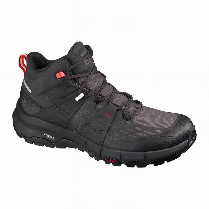 Chaussures De Randonnée Salomon Homme Noir / Rouge - Salomon ODYSSEY MID GTX - France (4163-DFNGM)